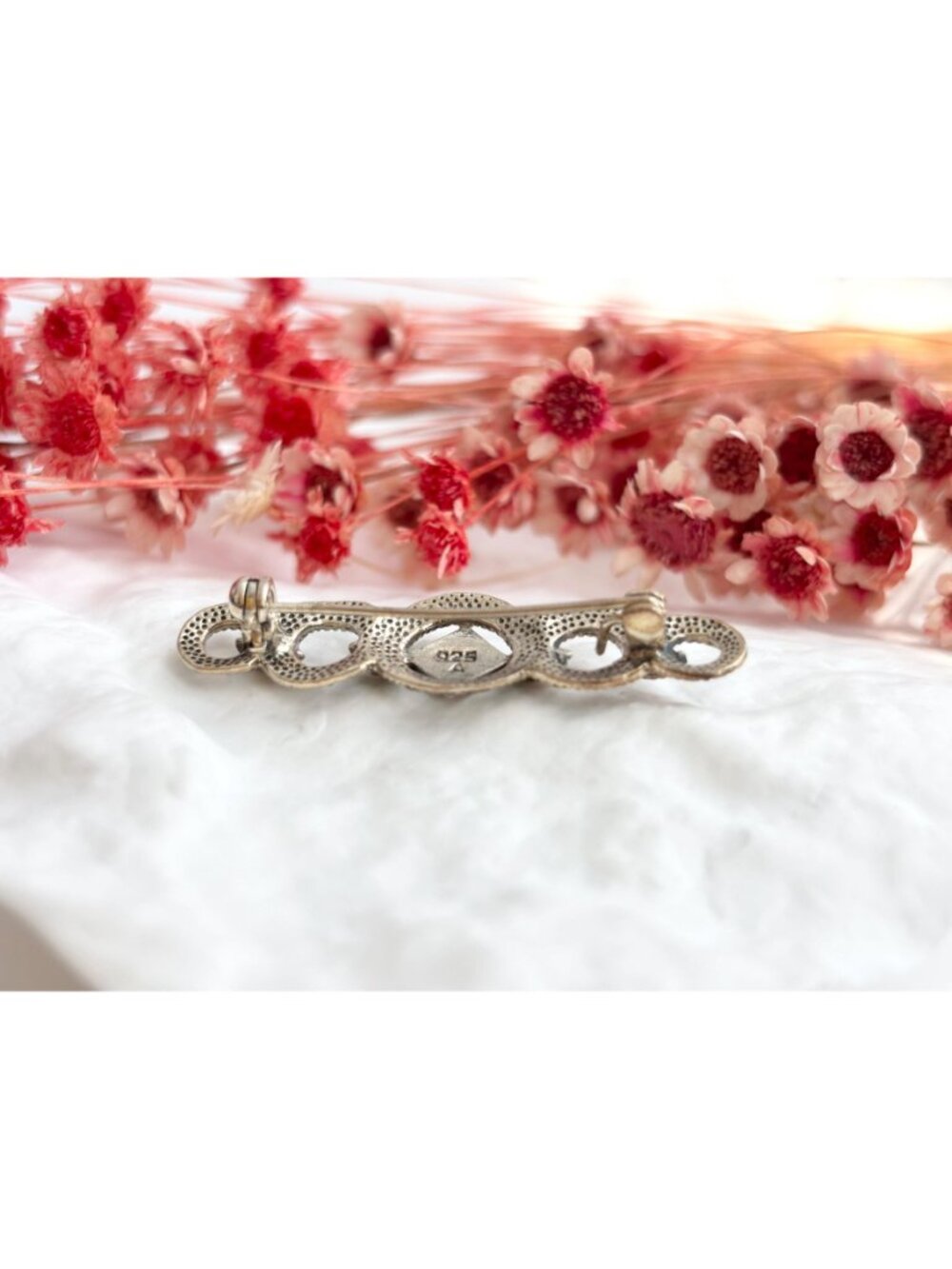 Art Deco Abstract Marcasite Accented Sterling Silver Vintage 925 Brooch | Pin - Picture 6 of 10